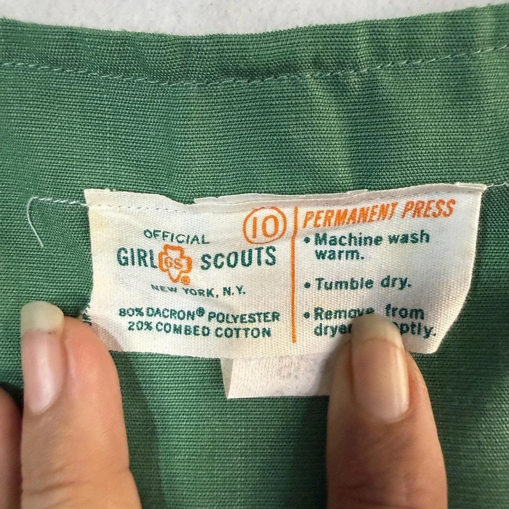 1960s Girl Scouts Uniform Culotte Romper Girls 10 Green Shift Button USA